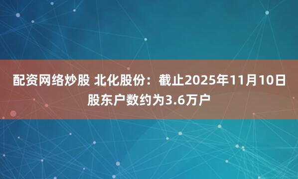 配资网络炒股 北化股份：截止2025年11月10日股东户数约为3.6万户