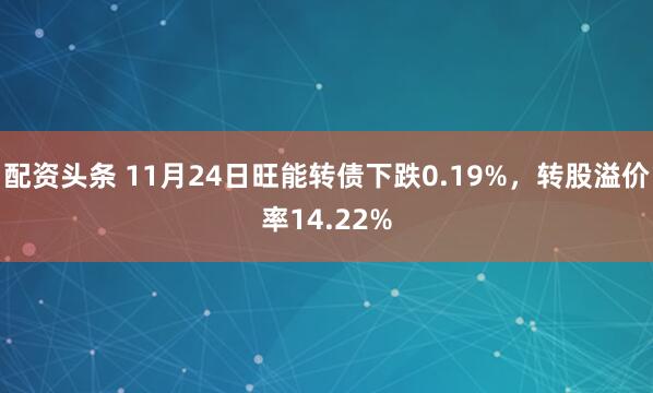 配资头条 11月24日旺能转债下跌0.19%，转股溢价率14.22%